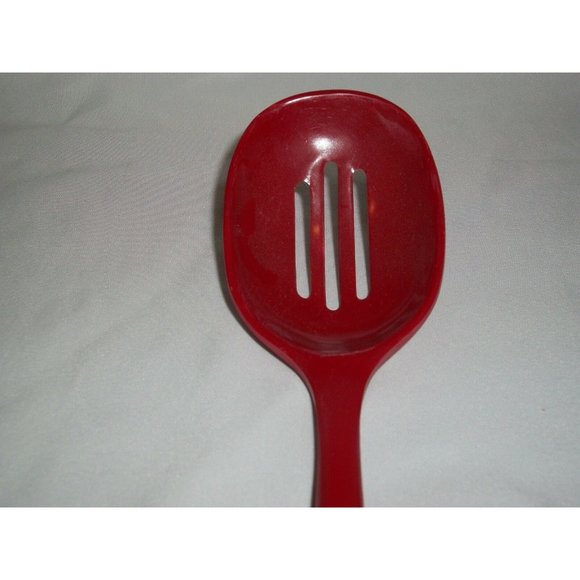 Red Melamine 11.5" Slotted Norpro Spoon Kitchen Serving Picnic BBQ Outdoor Pool - Picture 2 of 3